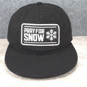 Pray For Snow Hat Cap Quilted Snap Back One Size Black Ski Snowboard Mens